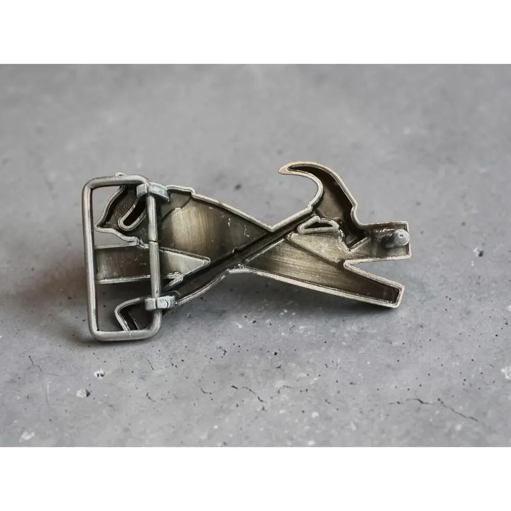 Carpenter Tools Hammer Hand Saw Level Belt Buckle Construction Woodworker